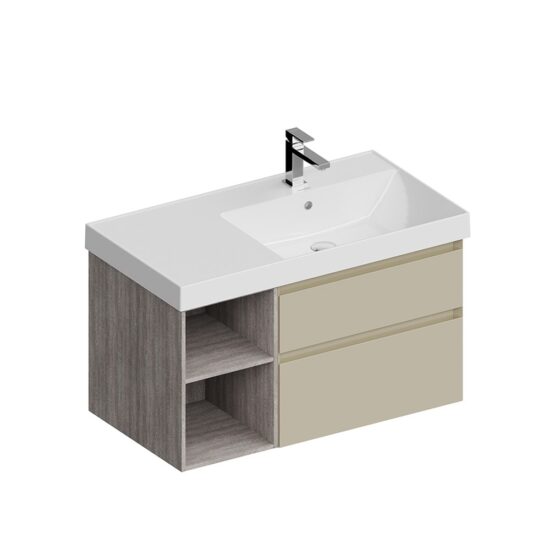 KERAMA MARAZZI CUB.90Rh/LIM Тумба CUBO правая подвесная с ящиками 90, лимо матовая-древесная