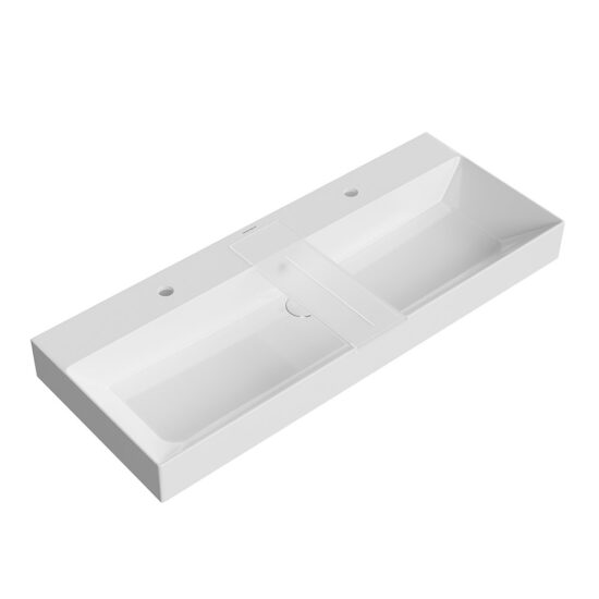 KERAMA MARAZZI GR.wb.120.2 Раковина GRANDE мебельнаяподвесная 120 c двумя отверстиями под смесители с крепежом, белая глянцевая