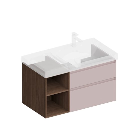 KERAMA MARAZZI CUB.90.2Rh/MAL.N Тумба CUBO правая подвесная с ящиками 90, мальва матовая- структ.орех