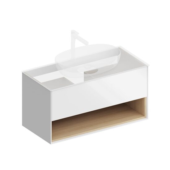 KERAMA MARAZZI PLB.M.100.1/WHT.V Тумба PLAZA Modern подвесная 100 1 ящик + полка, белая глянцевая