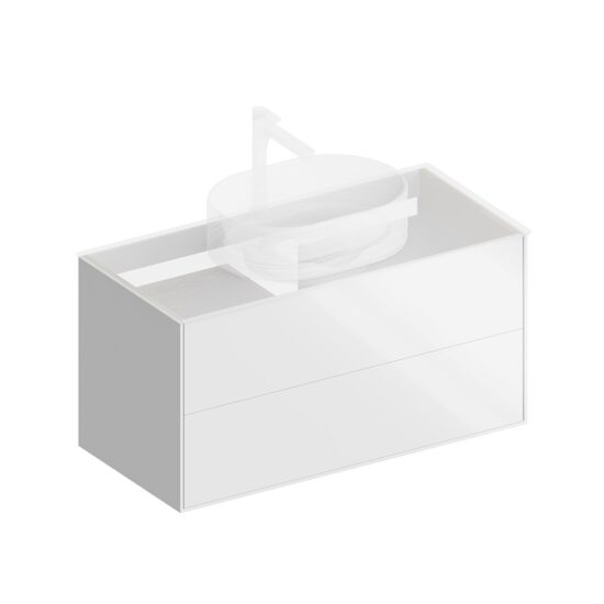 KERAMA MARAZZI PLB.M.100.2/WHT.V Тумба PLAZA Modern подвесная 100, 2 ящика, белая глянцевая