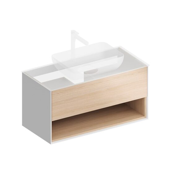 KERAMA MARAZZI PLB.M.100.1/OAK.V Тумба PLAZA Modern подвесная 100 дуб виченца 1 ящик + полка
