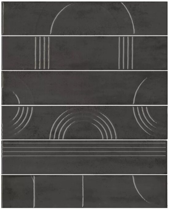 KERAMA MARAZZI KMP3STA009RN6X Панно Мажорель чёрный глянцевый (из 6 частей 6х28,5) 36x28,5x1