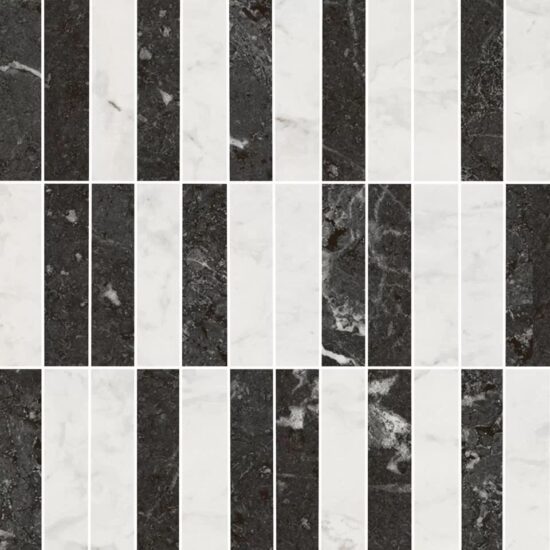 KERAMA MARAZZI KMD2MSA003BR Декор Тубкаль мозаичный микс чёрный белый глянцевый обрезной 30x30x0,9