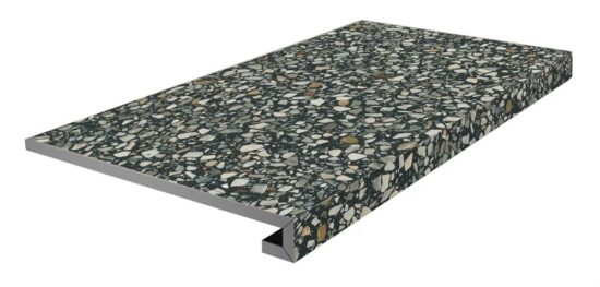 KERAMA MARAZZI KM6060G0021RGCF Ступень фронтальная клееная Бричиола чёрный матовый обрезной 33x60x0,9
