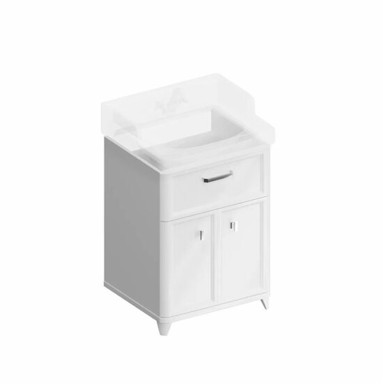 KERAMA MARAZZI PO.M.60.1/WHT Тумба POMPEI напольная с ящиком и дверцами 60, белая глянцевая