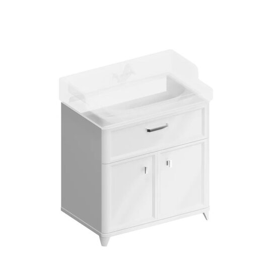 KERAMA MARAZZI PO.M.80.1/WHT Тумба POMPEI напольная с ящиком и дверцами 80, белая глянцевая